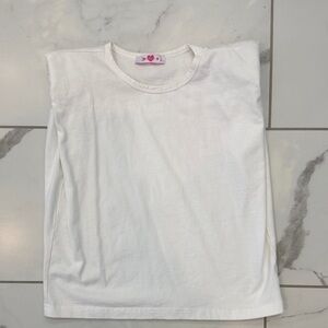 Women’s Buddy Love White Shoulder Pad  Tank
